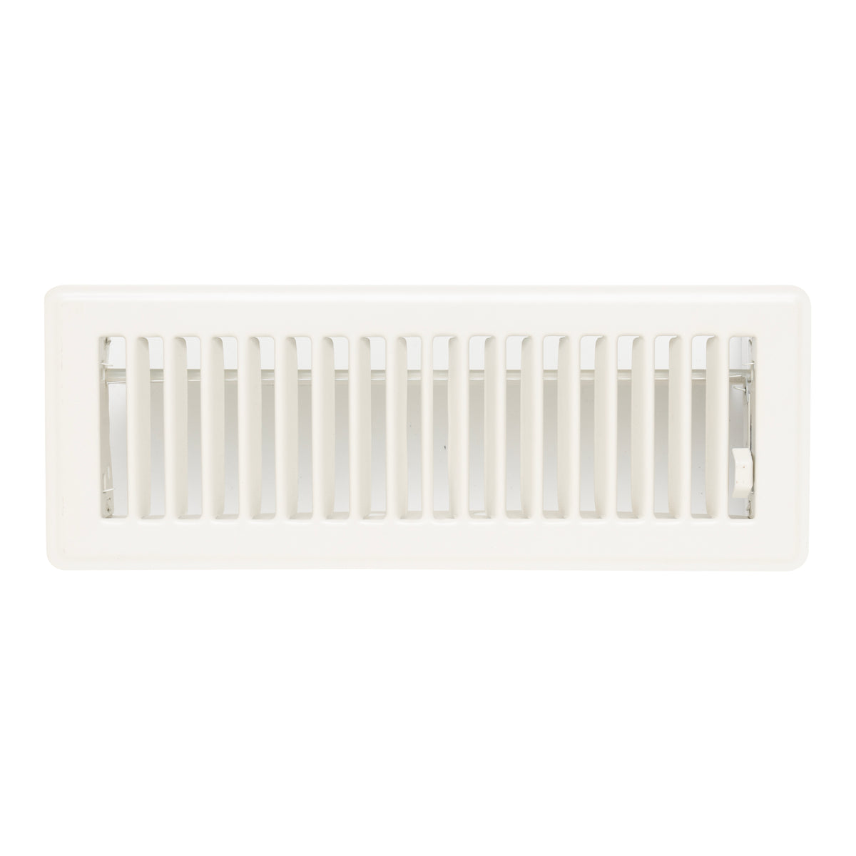 10"x3" White Steel Floor Register, Walkable Heavy-Duty Louvered Vent Cover with Damper