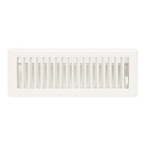 10"x3" White Steel Floor Register, Walkable Heavy-Duty Louvered Vent Cover with Damper