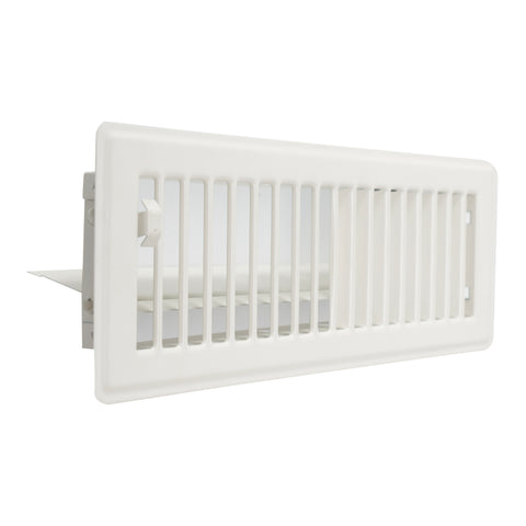 10"x3" White Steel Floor Register, Walkable Heavy-Duty Louvered Vent Cover with Damper