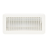 10"x4" White Steel Floor Register, Walkable Heavy-Duty Louvered Vent Cover with Damper