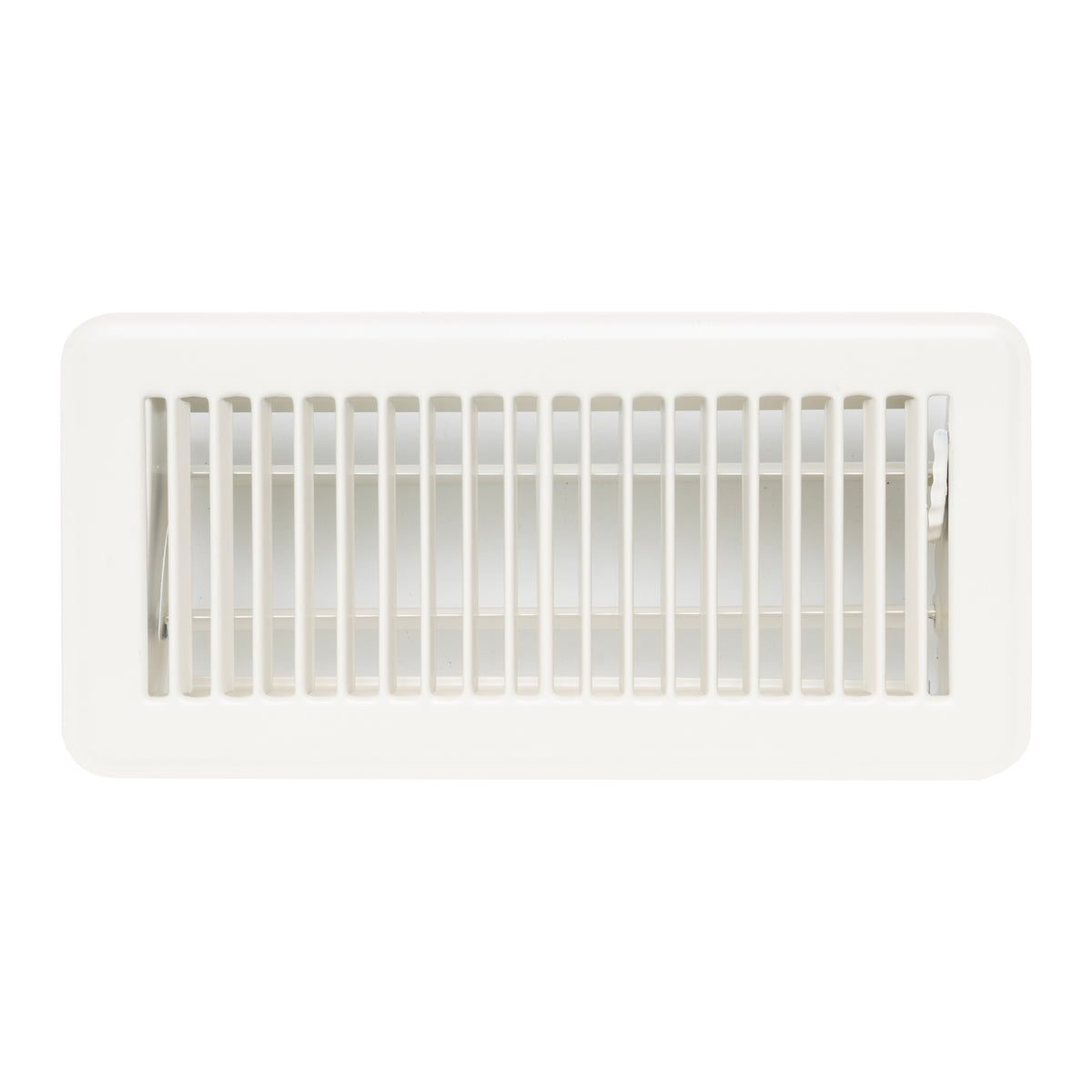 10"x4" White Steel Floor Register, Walkable Heavy-Duty Louvered Vent Cover with Damper