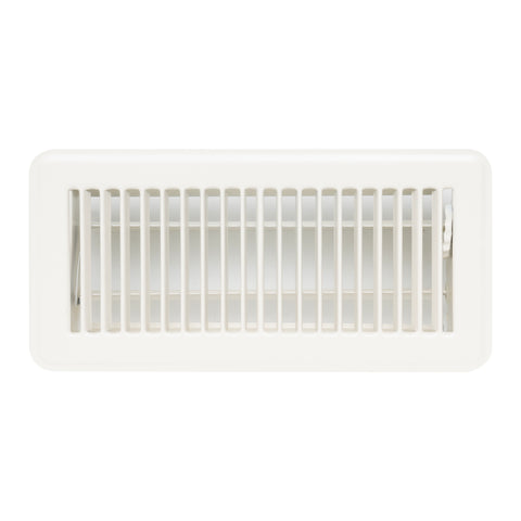 10"x4" White Steel Floor Register, Walkable Heavy-Duty Louvered Vent Cover with Damper