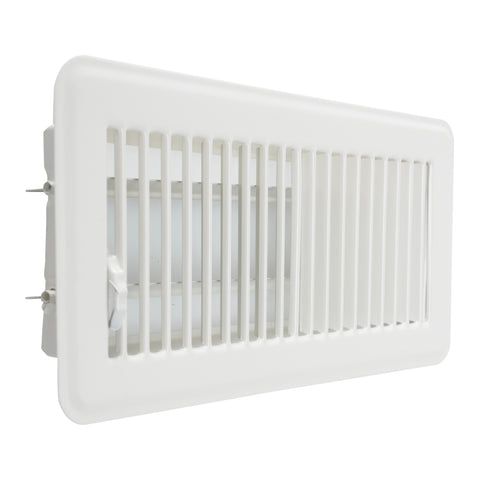 10"x4" White Steel Floor Register, Walkable Heavy-Duty Louvered Vent Cover with Damper