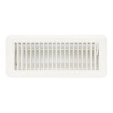 12"x4" White Steel Floor Register, Walkable Heavy-Duty Louvered Vent Cover with Damper