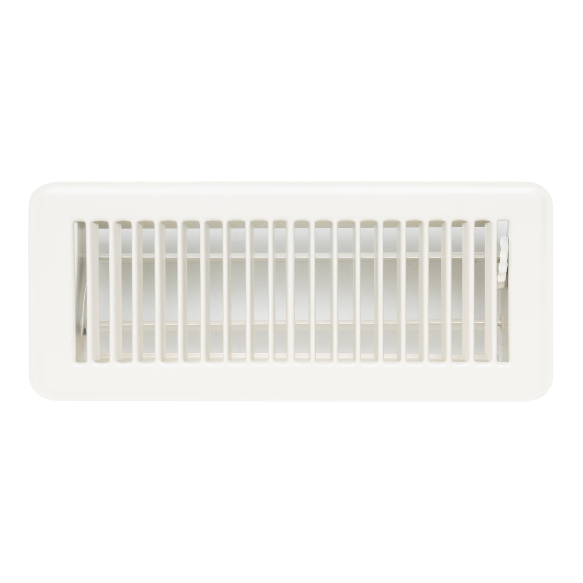 12"x4" White Steel Floor Register, Walkable Heavy-Duty Louvered Vent Cover with Damper