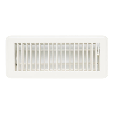 12"x4" White Steel Floor Register, Walkable Heavy-Duty Louvered Vent Cover with Damper