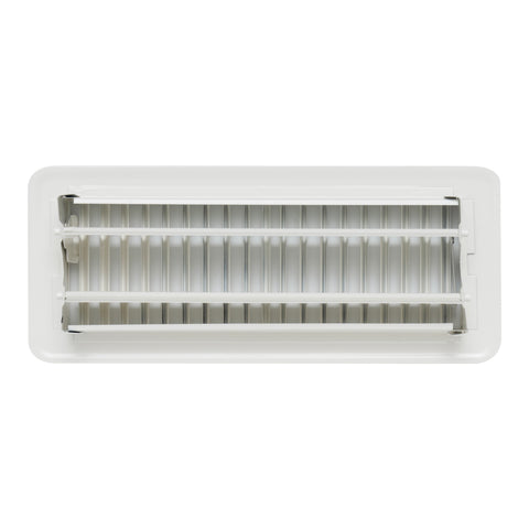 12"x4" White Steel Floor Register, Walkable Heavy-Duty Louvered Vent Cover with Damper