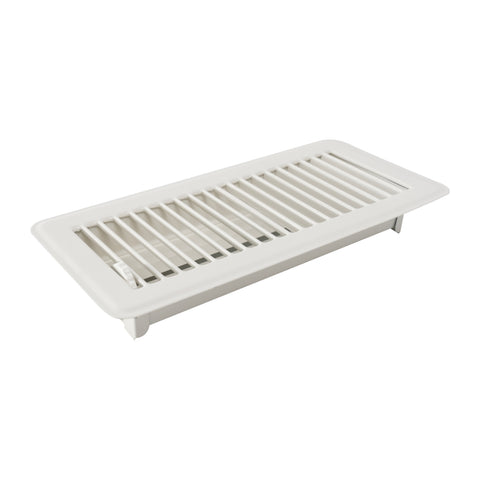 12"x4" White Steel Floor Register, Walkable Heavy-Duty Louvered Vent Cover with Damper