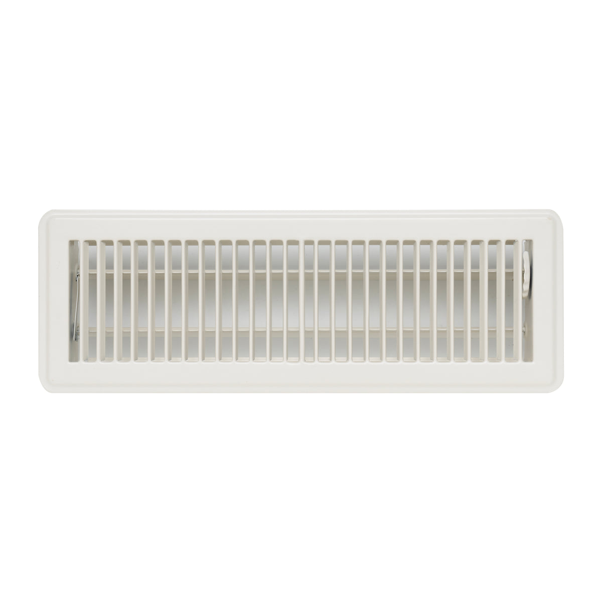 4"x14" White Steel Floor Register, Walkable Heavy-Duty Louvered Vent Cover with Damper