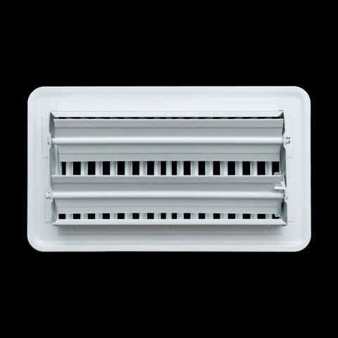 4"x8" White Steel Floor Register, Walkable Heavy-Duty Louvered Vent Cover with Damper