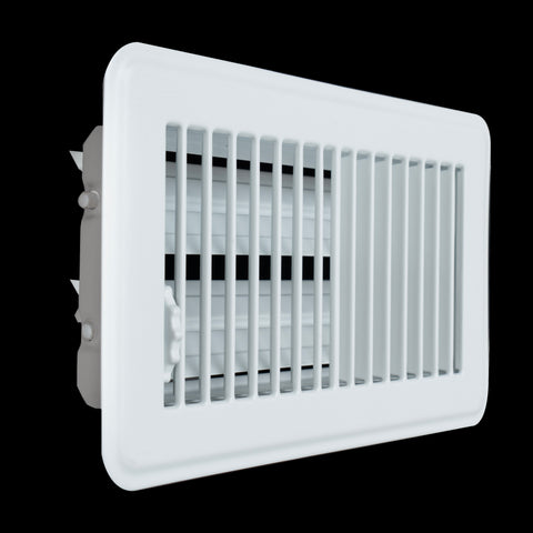 4"x8" White Steel Floor Register, Walkable Heavy-Duty Louvered Vent Cover with Damper