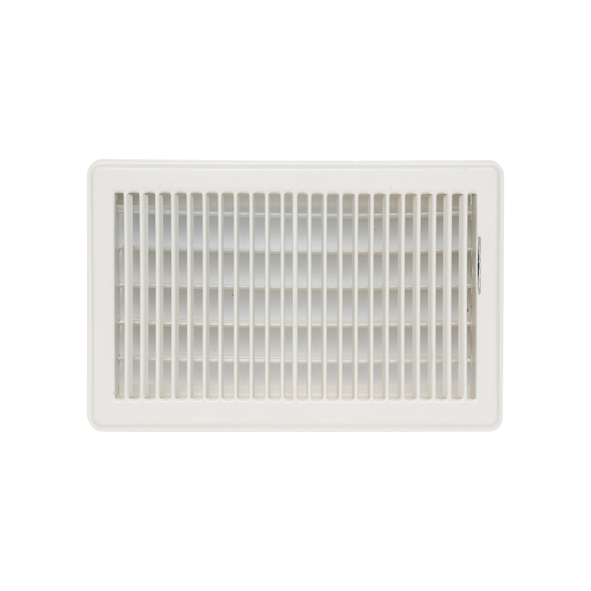 10"x6" White Steel Floor Register, Walkable Heavy-Duty Louvered Vent Cover with Damper