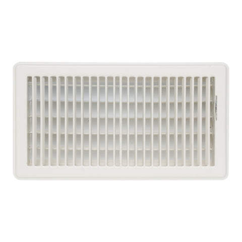 12"x6" White Steel Floor Register, Walkable Heavy-Duty Louvered Vent Cover with Damper