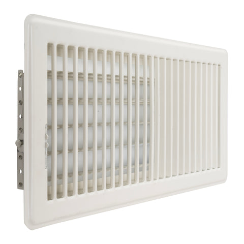 12"x6" White Steel Floor Register, Walkable Heavy-Duty Louvered Vent Cover with Damper