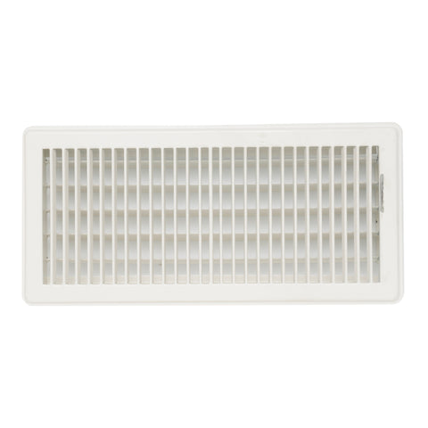 6"x14" White Steel Floor Register, Walkable Heavy-Duty Louvered Vent Cover with Damper