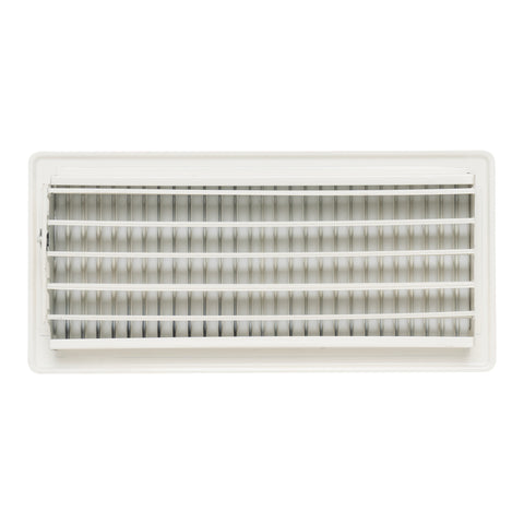 6"x14" White Steel Floor Register, Walkable Heavy-Duty Louvered Vent Cover with Damper