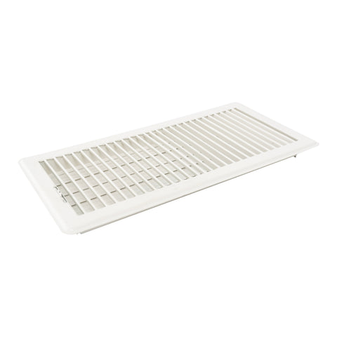 6"x14" White Steel Floor Register, Walkable Heavy-Duty Louvered Vent Cover with Damper