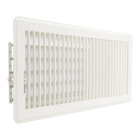 6"x14" White Steel Floor Register, Walkable Heavy-Duty Louvered Vent Cover with Damper