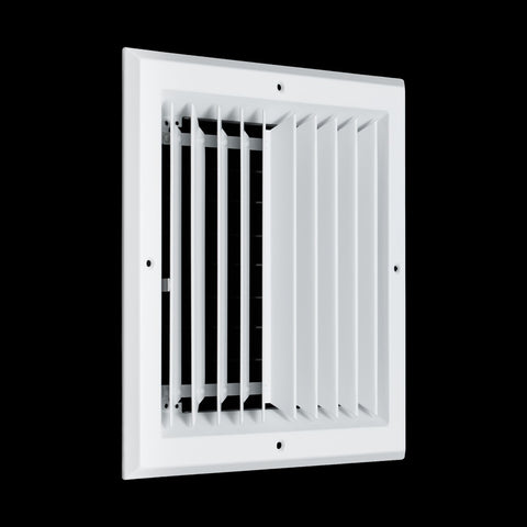 10"x10" 2-Way I-Pattern White Aluminum Square Ceiling Diffuser, Rust-Proof Ceiling Supply Grille