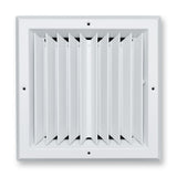 10"x10" 2-Way I-Pattern White Aluminum Square Ceiling Diffuser, Rust-Proof Ceiling Supply Grille