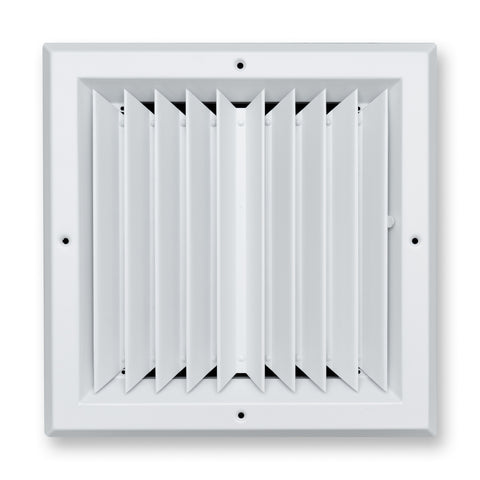 10"x10" 2-Way I-Pattern White Aluminum Square Ceiling Diffuser, Rust-Proof Ceiling Supply Grille