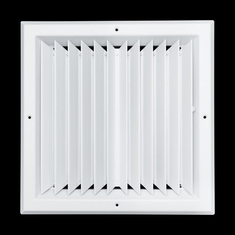 12"x12" 2-Way I-Pattern White Aluminum Square Ceiling Diffuser, Rust-Proof Ceiling Supply Grille