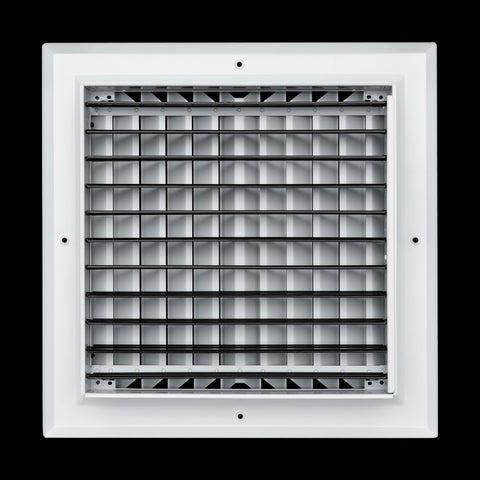 12"x12" 2-Way I-Pattern White Aluminum Square Ceiling Diffuser, Rust-Proof Ceiling Supply Grille