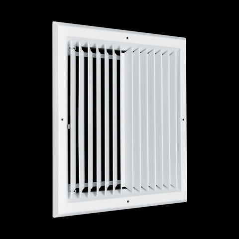 14"x14" 2-Way I-Pattern White Aluminum Square Ceiling Diffuser, Rust-Proof Ceiling Supply Grille