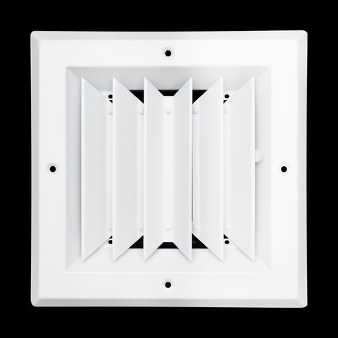 6"x6" 2-Way I-Pattern White Aluminum Square Ceiling Diffuser, Rust-Proof Ceiling Supply Grille