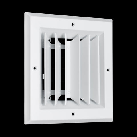 6"x6" 2-Way I-Pattern White Aluminum Square Ceiling Diffuser, Rust-Proof Ceiling Supply Grille