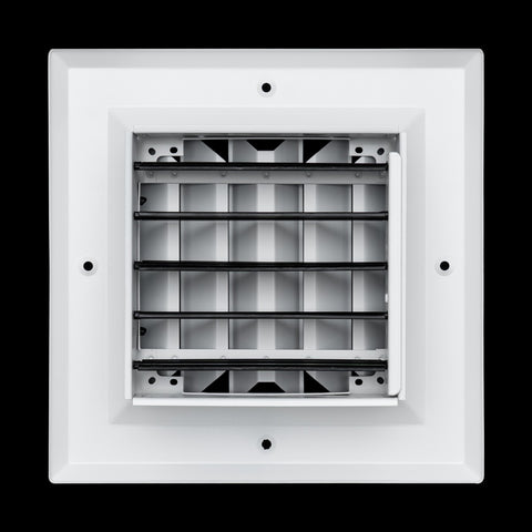 6"x6" 2-Way I-Pattern White Aluminum Square Ceiling Diffuser, Rust-Proof Ceiling Supply Grille