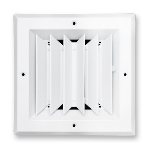 6"x6" 2-Way I-Pattern White Aluminum Square Ceiling Diffuser, Rust-Proof Ceiling Supply Grille