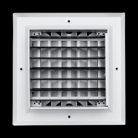 8"x8" 2-Way I-Pattern White Aluminum Square Ceiling Diffuser, Rust-Proof Ceiling Supply Grille