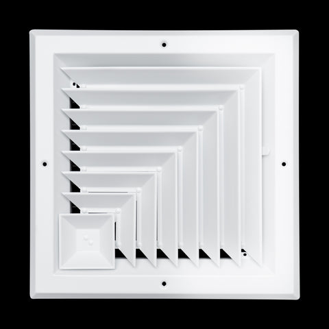 10"x10" 2-Way L-Pattern White Aluminum Square Ceiling Diffuser, Rust-Proof Ceiling Supply Grille