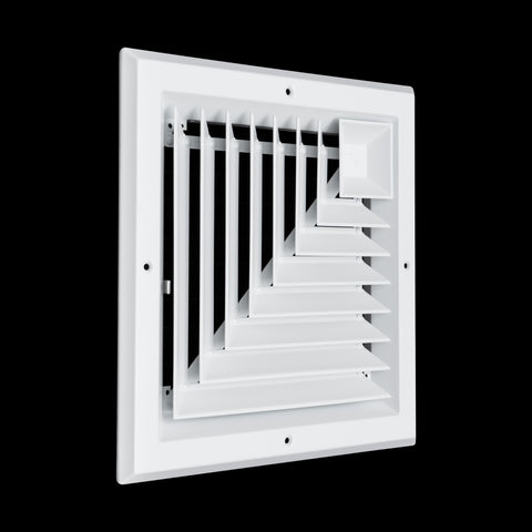 10"x10" 2-Way L-Pattern White Aluminum Square Ceiling Diffuser, Rust-Proof Ceiling Supply Grille