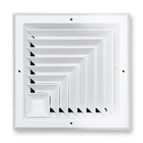 10"x10" 2-Way L-Pattern White Aluminum Square Ceiling Diffuser, Rust-Proof Ceiling Supply Grille