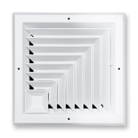 10"x10" 2-Way L-Pattern White Aluminum Square Ceiling Diffuser, Rust-Proof Ceiling Supply Grille