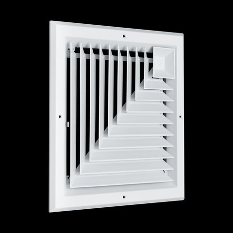 12"x12" 2-Way L-Pattern White Aluminum Square Ceiling Diffuser, Rust-Proof Ceiling Supply Grille