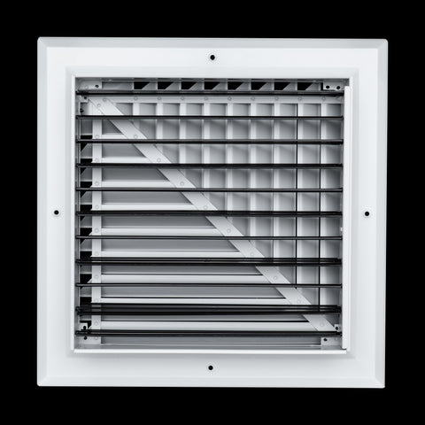 12"x12" 2-Way L-Pattern White Aluminum Square Ceiling Diffuser, Rust-Proof Ceiling Supply Grille