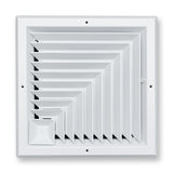 12"x12" 2-Way L-Pattern White Aluminum Square Ceiling Diffuser, Rust-Proof Ceiling Supply Grille