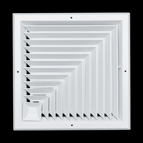 14"x14" 2-Way L-Pattern White Aluminum Square Ceiling Diffuser, Rust-Proof Ceiling Supply Grille