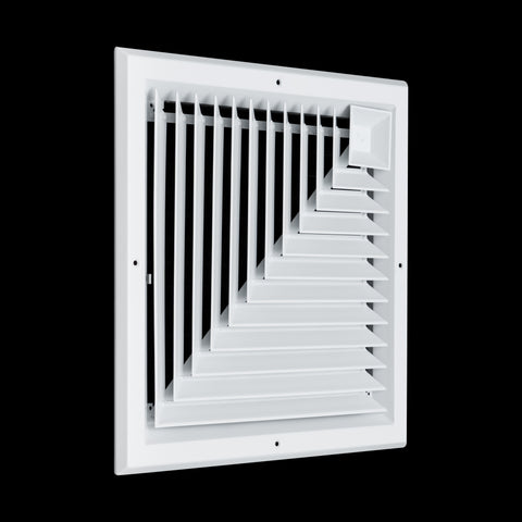 14"x14" 2-Way L-Pattern White Aluminum Square Ceiling Diffuser, Rust-Proof Ceiling Supply Grille