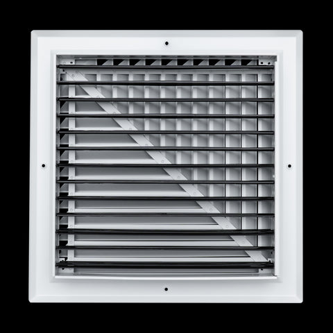 14"x14" 2-Way L-Pattern White Aluminum Square Ceiling Diffuser, Rust-Proof Ceiling Supply Grille