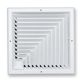 14"x14" 2-Way L-Pattern White Aluminum Square Ceiling Diffuser, Rust-Proof Ceiling Supply Grille
