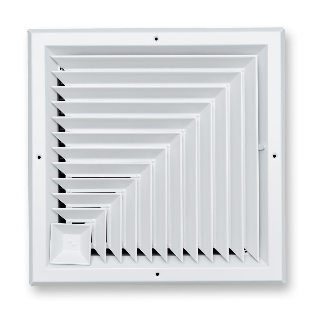 14"x14" 2-Way L-Pattern White Aluminum Square Ceiling Diffuser, Rust-Proof Ceiling Supply Grille