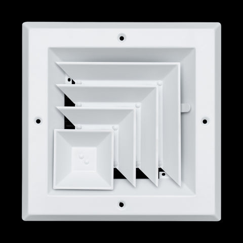 6"x6" 2-Way L-Pattern White Aluminum Square Ceiling Diffuser, Rust-Proof Ceiling Supply Grille
