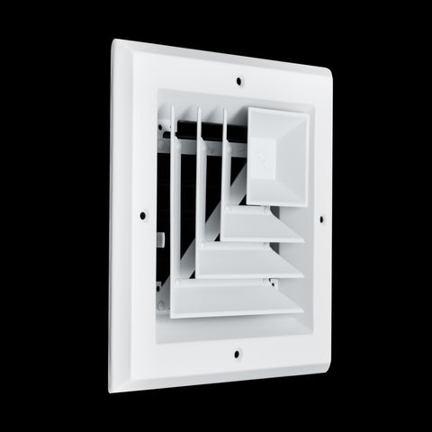6"x6" 2-Way L-Pattern White Aluminum Square Ceiling Diffuser, Rust-Proof Ceiling Supply Grille