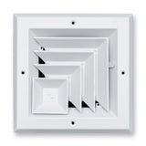 6"x6" 2-Way L-Pattern White Aluminum Square Ceiling Diffuser, Rust-Proof Ceiling Supply Grille