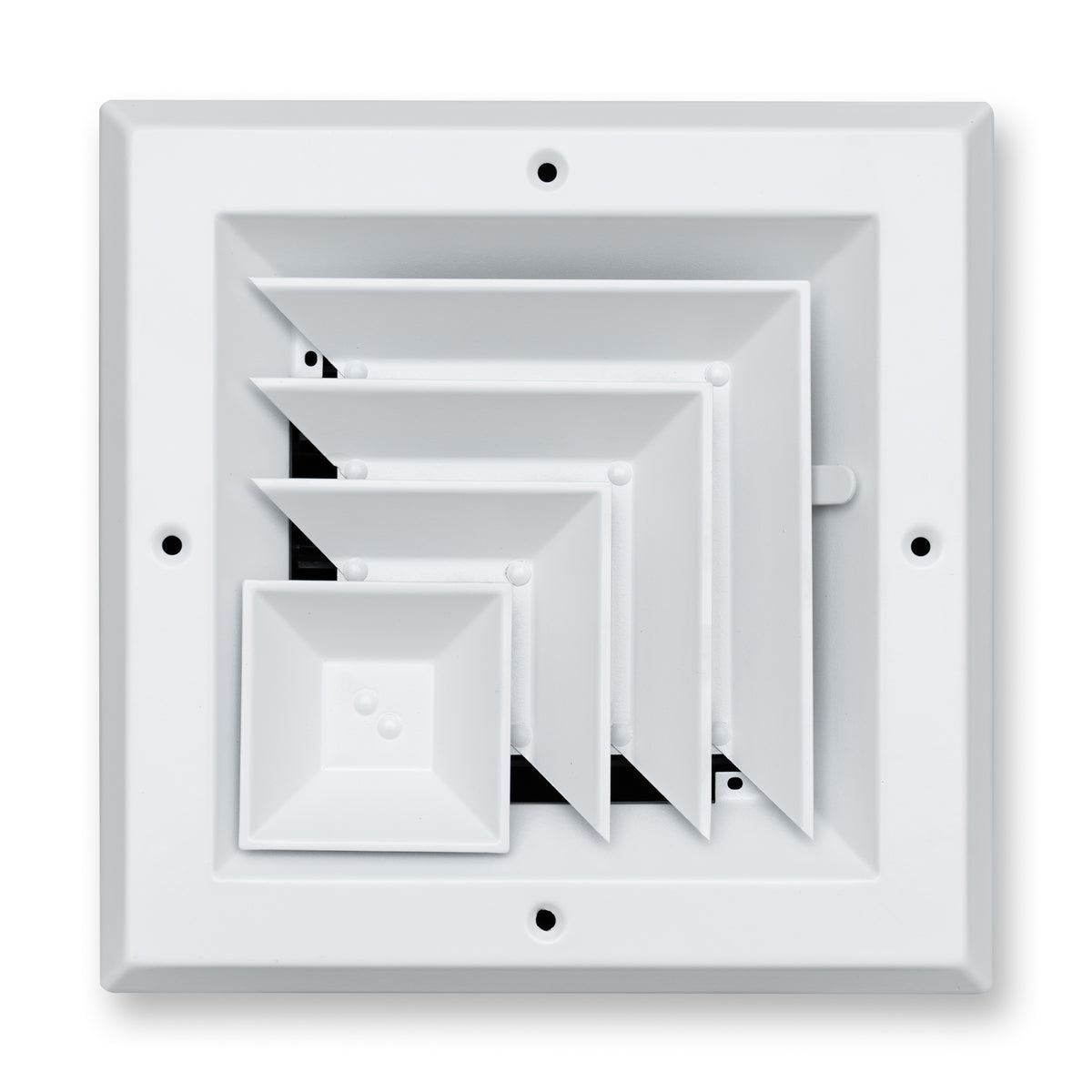 6"x6" 2-Way L-Pattern White Aluminum Square Ceiling Diffuser, Rust-Proof Ceiling Supply Grille