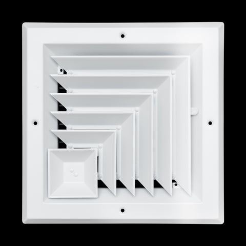8"x8" 2-Way L-Pattern White Aluminum Square Ceiling Diffuser, Rust-Proof Ceiling Supply Grille